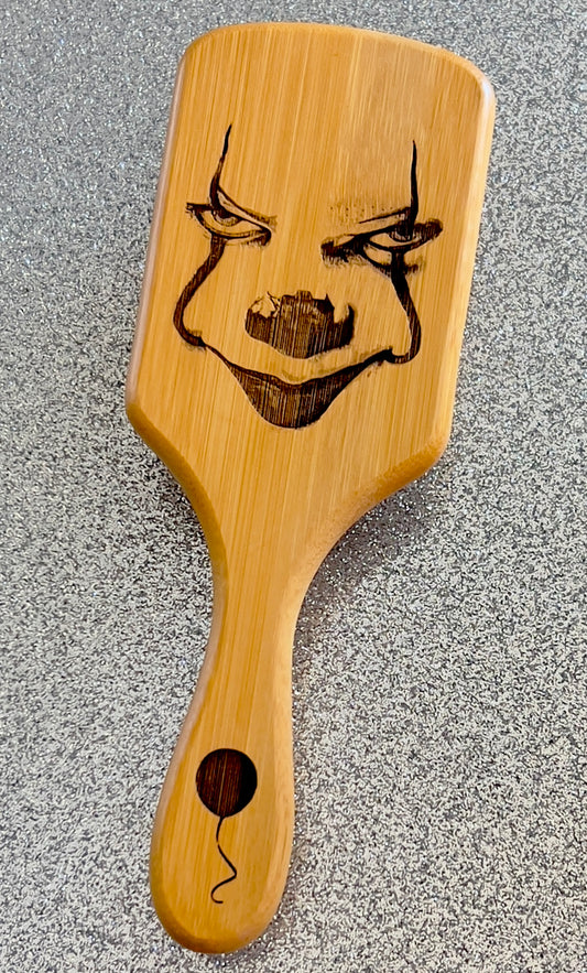 Hairbrush - Pennywise the Clown It engraved on large bamboo handle 10"