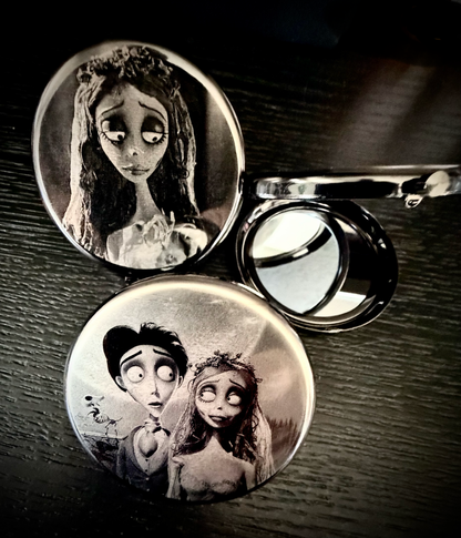 Compact Pocket Mirror - Corpse Bride Dual Sided Metal Engraved