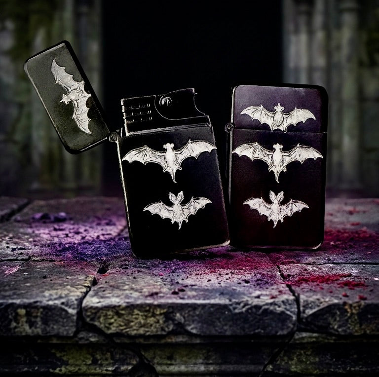 Lighter - Bats Engraved Butane Refillable Adjustable