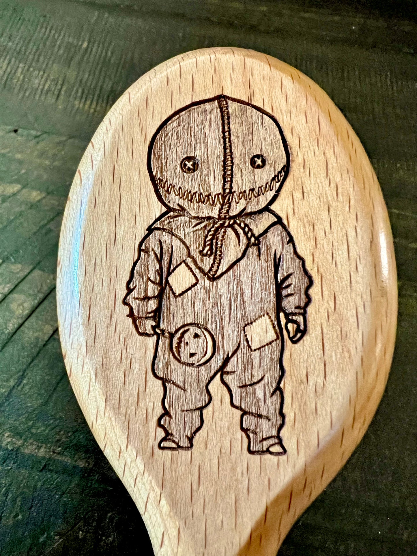 Travel Size Hairbrush - Sam from Trick ‘R Treat engraved on bamboo with boar bristles