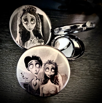 Compact Pocket Mirror - Corpse Bride Dual Sided Metal Engraved