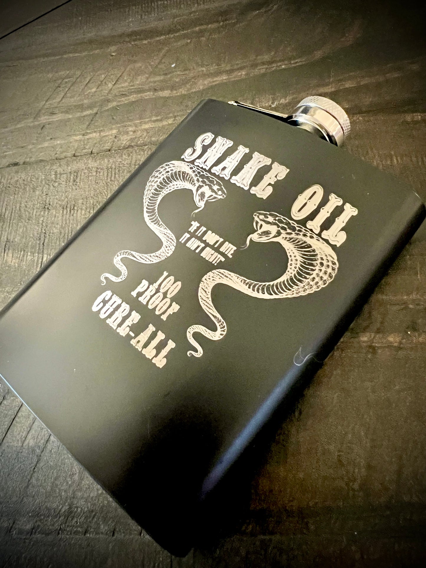 Flask - Snake Oil Stainless Steel 8oz (includes funnel)