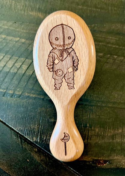 Travel Size Hairbrush - Sam from Trick ‘R Treat engraved on bamboo with boar bristles