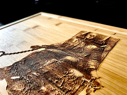 Cutting Charcuterie Board - Frankenstein in Chains Bamboo engraved on Bamboo