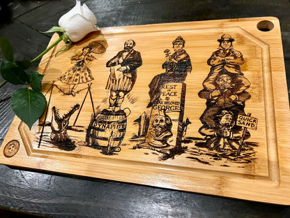 Cutting / Charcuterie Board - Haunted Stretching Portraits engraved on heavy duty bamboo