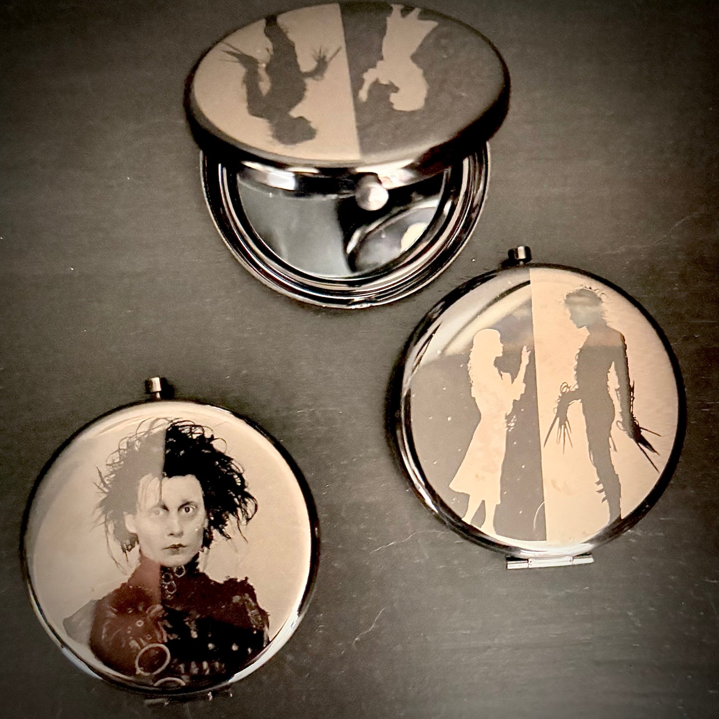 Compact Mirror - Edward Scissorhands Dual Sided Metal Engraved