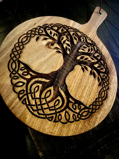 Charcuterie & Cutting Board - Yggdrasil “Tree of Life" engraved on beautiful Acacia