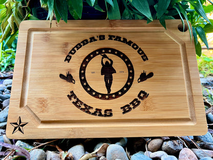 Cutting / Charcuterie Board - Bubba's BBQ engraved on bamboo Texas Chainsaw