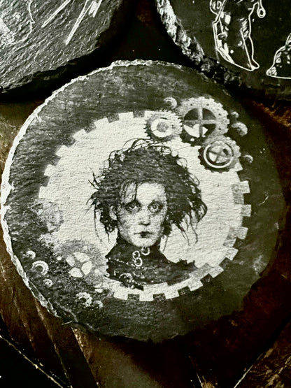 Coaster Set - Edward Scissorhands engraved on Slate (set of four)
