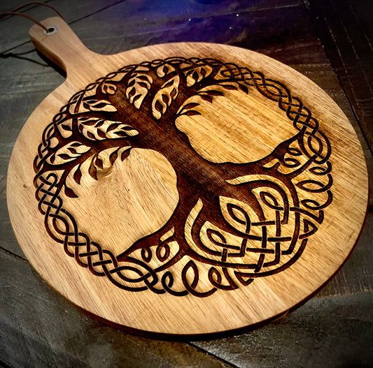 Charcuterie & Cutting Board - Yggdrasil “Tree of Life" engraved on beautiful Acacia