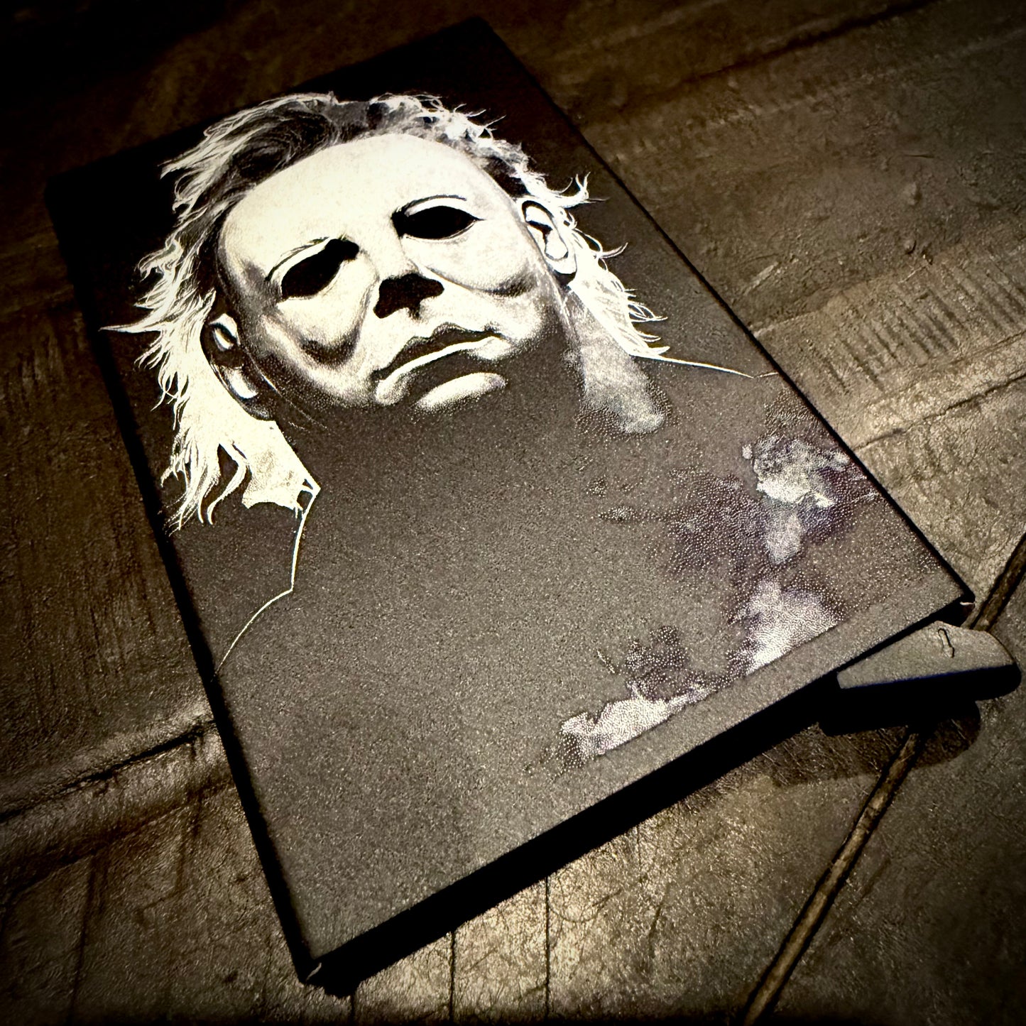 Wallet - Michael Myers engraved metal card wallet Halloween