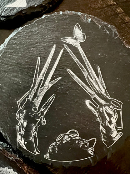Coaster Set - Edward Scissorhands engraved on Slate (set of four)