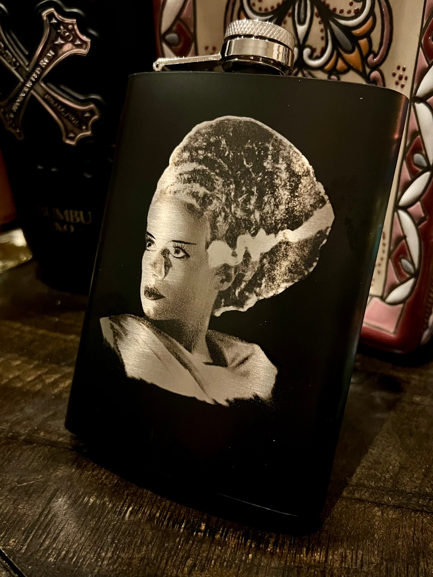 Flask - Bride of Frankenstein Stainless Steel 8oz (includes funnel)