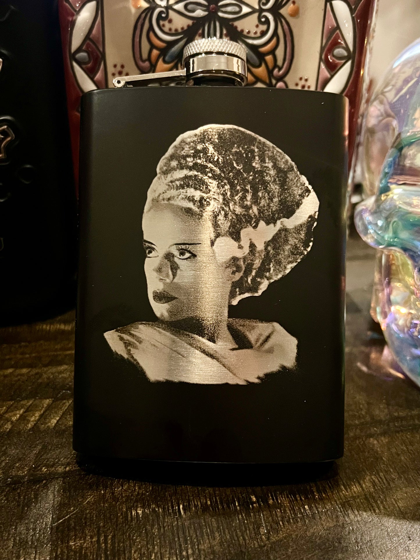 Flask - Bride of Frankenstein Stainless Steel 8oz (includes funnel)