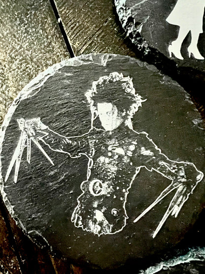 Coaster Set - Edward Scissorhands engraved on Slate (set of four)