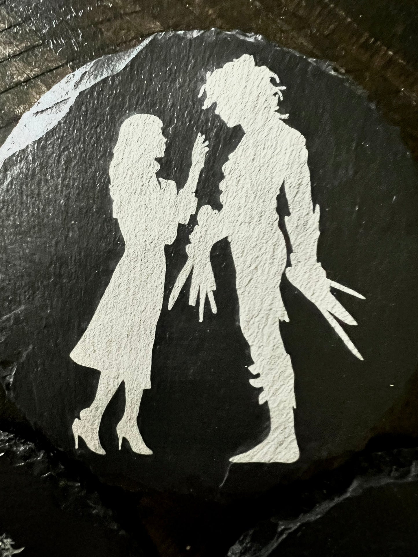 Coaster Set - Edward Scissorhands engraved on Slate (set of four)