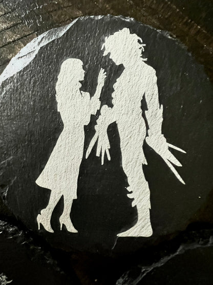 Coaster Set - Edward Scissorhands engraved on Slate (set of four)