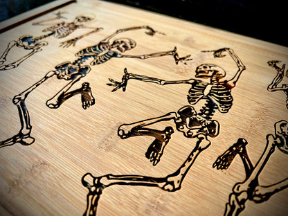 Cutting / Charcuterie Board - Dancing Skeletons engraved on Bamboo