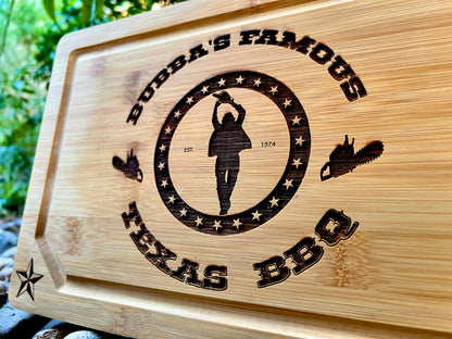Cutting / Charcuterie Board - Bubba's BBQ engraved on bamboo Texas Chainsaw