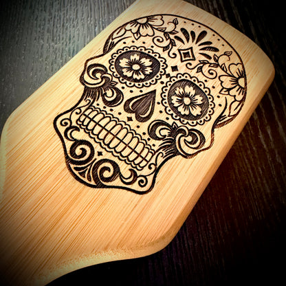 Hairbrush - Sugar Skull Engraved on Bamboo