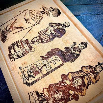 Cutting / Charcuterie Board - Haunted Stretching Portraits engraved on heavy duty bamboo