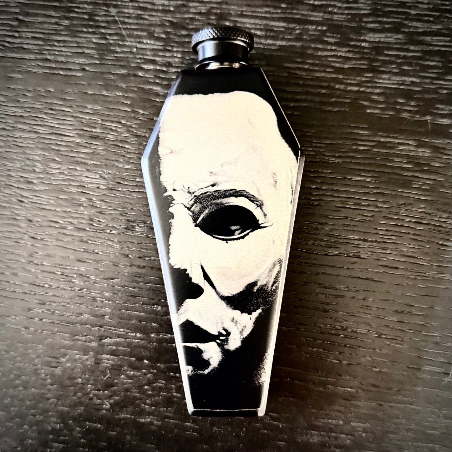 Flask - Michael Myers Coffin Shaped Stainless Steel Halloween Engraved Metal