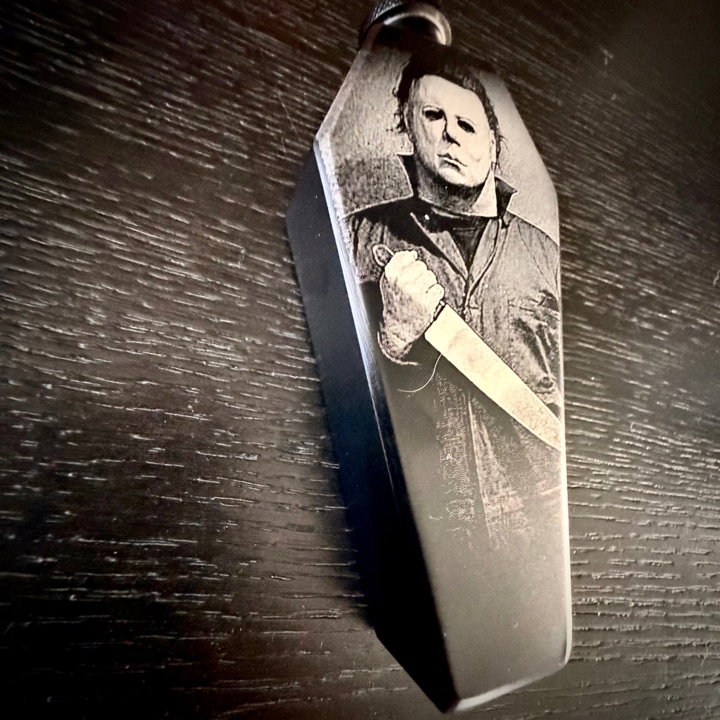 Flask - Michael Myers Coffin Shaped Stainless Steel Halloween Engraved Metal