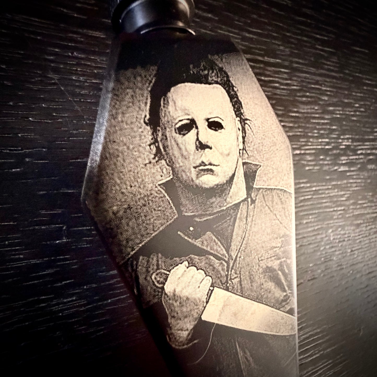 Flask - Michael Myers Coffin Shaped Stainless Steel Halloween Engraved Metal