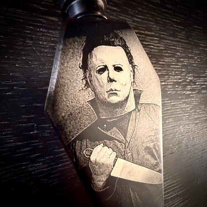 Flask - Michael Myers Coffin Shaped Stainless Steel Halloween Engraved Metal