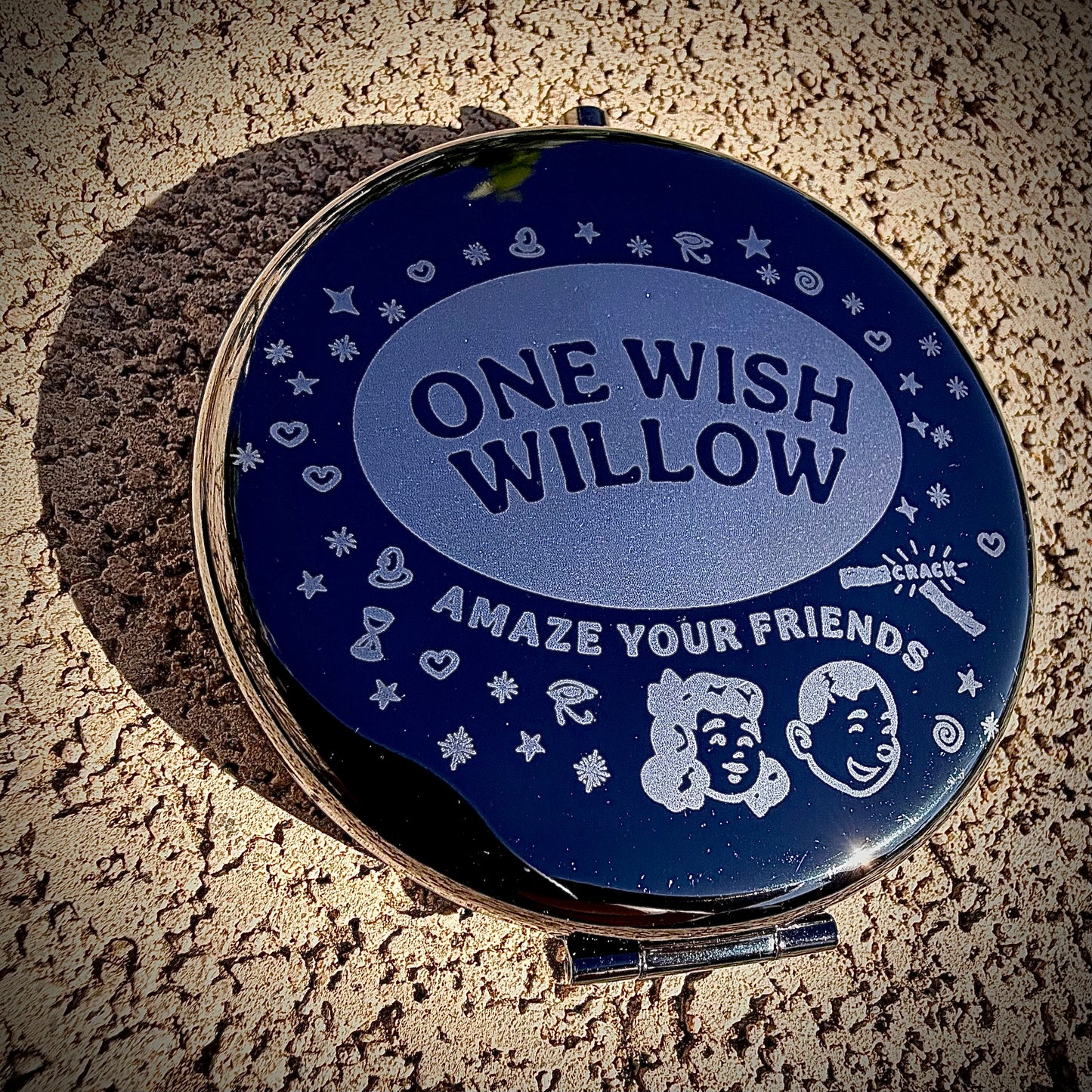 Compact Pocket Mirror - Obsession Nikki Dual Sided Metal Engraved