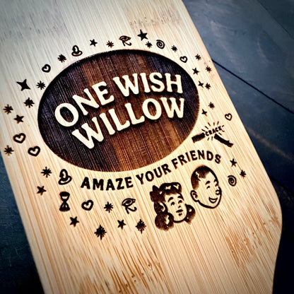 Hairbrush - One Wish Willow  engraved on large bamboo paddle brush with Bamboo Bristles Obsession