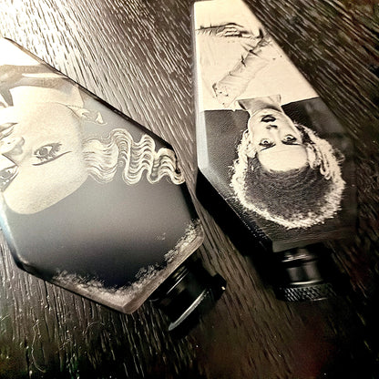 Flask - Bride of Frankenstein Coffin Shaped Stainless Steel Dual-Sided Engraved Metal