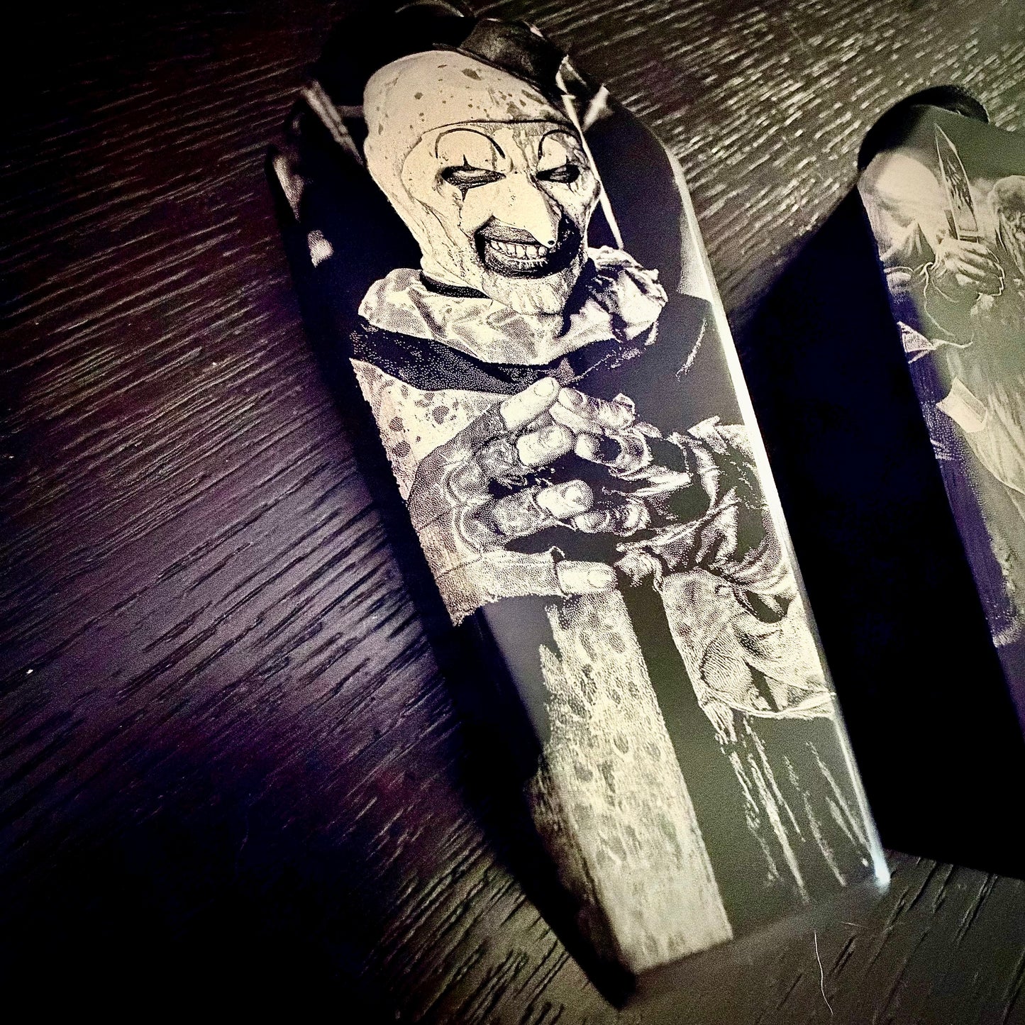 Flask - Art The Clown Coffin Shaped Stainless Steel Dual-Sided Engraved Metal Terrifier