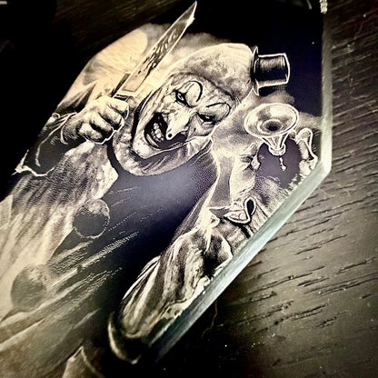 Flask - Art The Clown Coffin Shaped Stainless Steel Dual-Sided Engraved Metal Terrifier