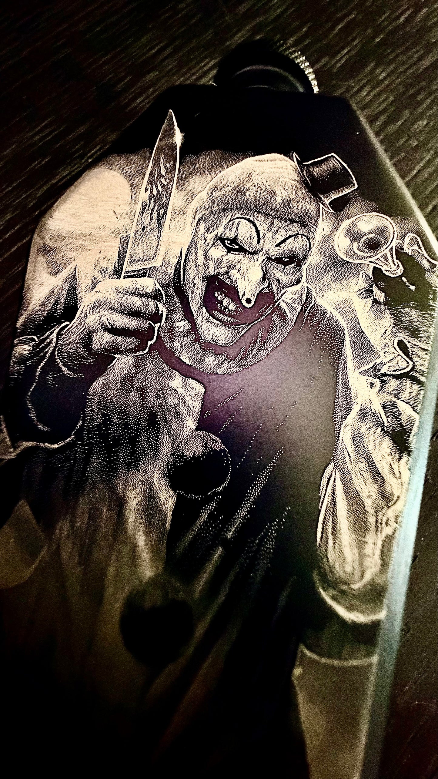 Flask - Art The Clown Coffin Shaped Stainless Steel Dual-Sided Engraved Metal Terrifier