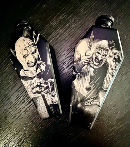 Flask - Art The Clown Coffin Shaped Stainless Steel Dual-Sided Engraved Metal Terrifier