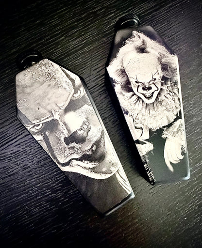 Flask - Pennywise the Clown Coffin Shaped Stainless Steel Dual-Sided Engraved Metal IT