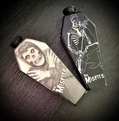 Flask - The Misfits Coffin Shaped Stainless Steel Dual-Sided Engraved Metal Crimson Ghost