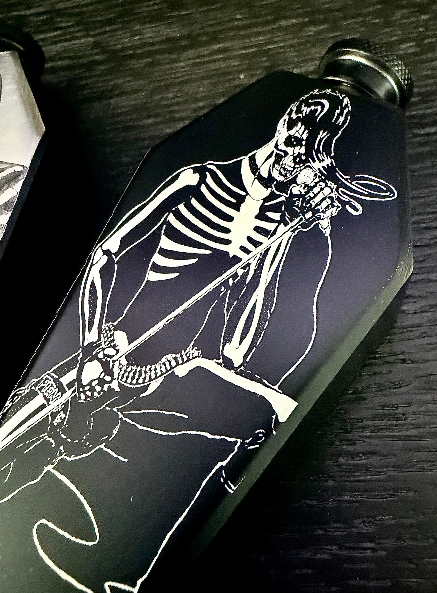 Flask - The Misfits Coffin Shaped Stainless Steel Dual-Sided Engraved Metal Crimson Ghost