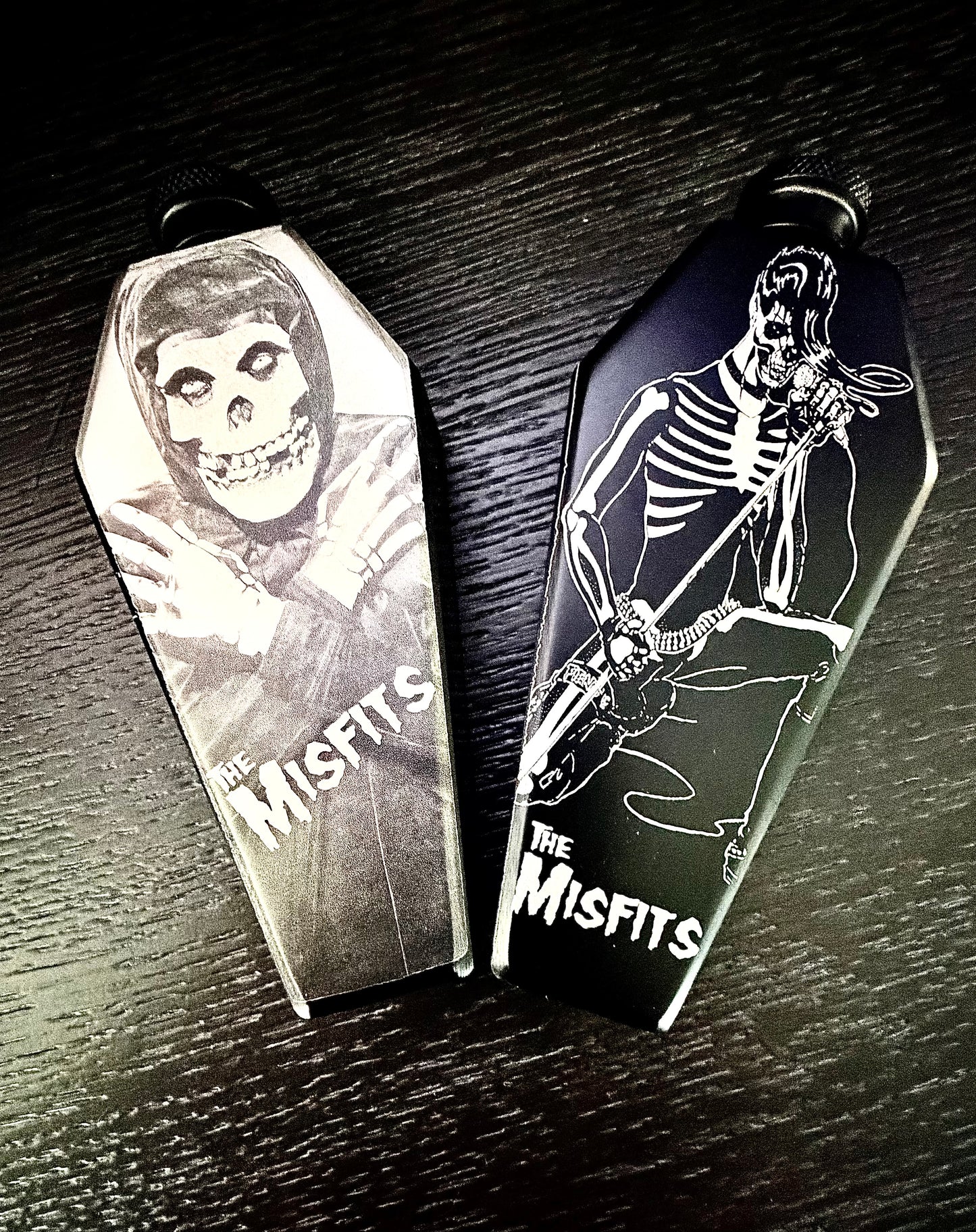 Flask - The Misfits Coffin Shaped Stainless Steel Dual-Sided Engraved Metal Crimson Ghost