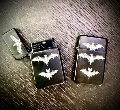 Lighter - Bats Engraved Butane Refillable Adjustable