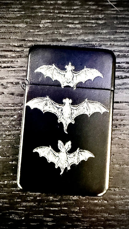 Lighter - Bats Engraved Butane Refillable Adjustable