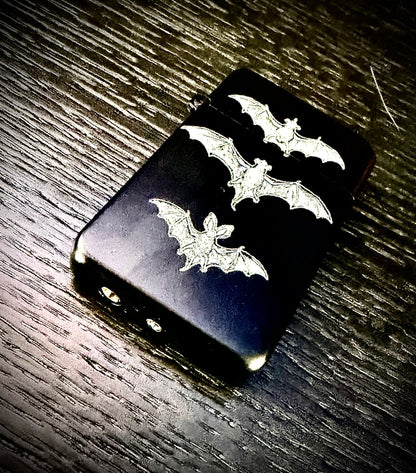 Lighter - Bats Engraved Butane Refillable Adjustable