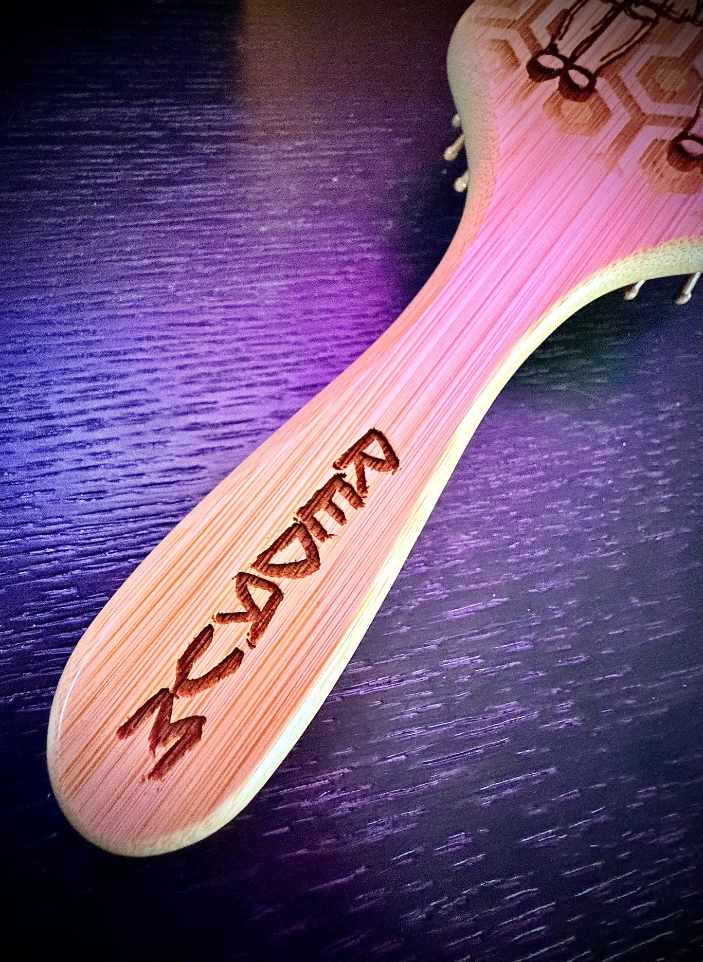 Hairbrush - The Shining Grady Twins engraved on large bamboo paddle brush with Bamboo Bristles