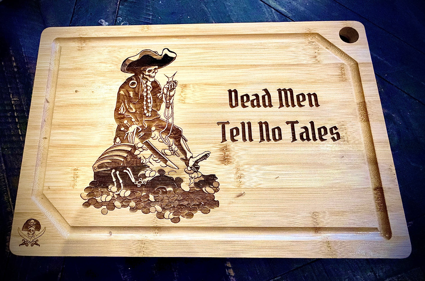 Cutting / Charcuterie Board - Pirates of the Caribbean Treasure Skeleton engraved on heavy duty bamboo