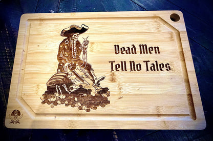 Cutting / Charcuterie Board - Pirates of the Caribbean Treasure Skeleton engraved on heavy duty bamboo