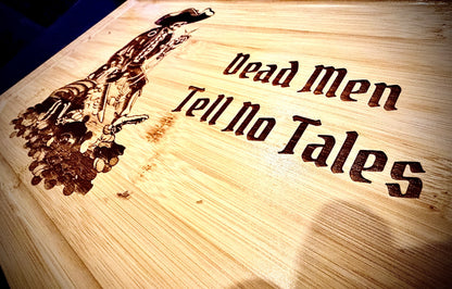 Cutting / Charcuterie Board - Pirates of the Caribbean Treasure Skeleton engraved on heavy duty bamboo