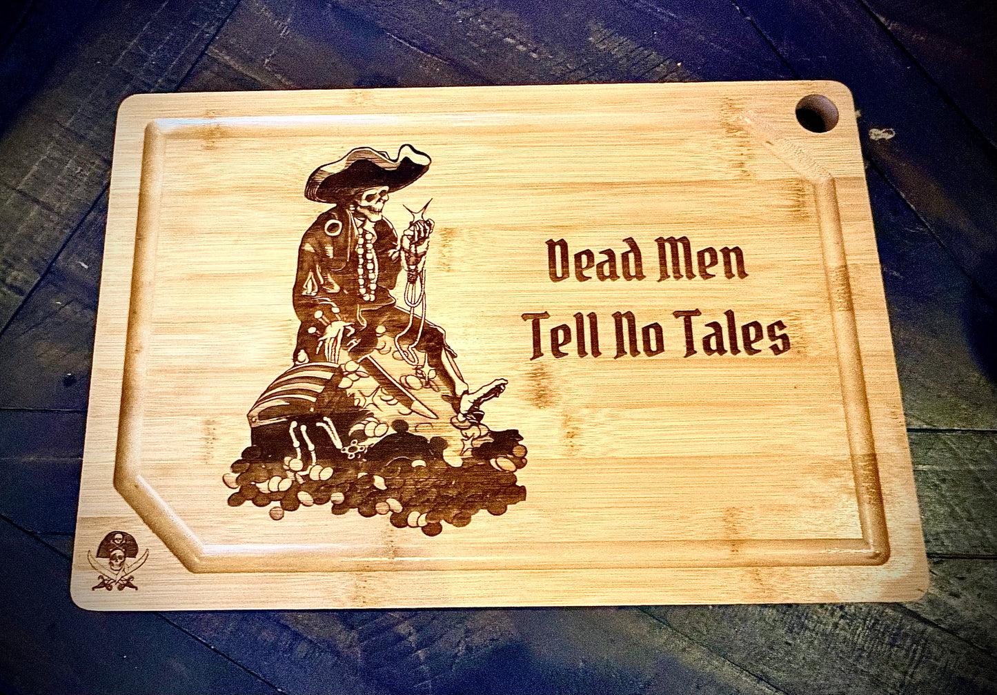Cutting / Charcuterie Board - Pirates of the Caribbean Treasure Skeleton engraved on heavy duty bamboo