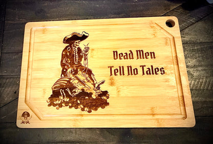 Cutting / Charcuterie Board - Pirates of the Caribbean Treasure Skeleton engraved on heavy duty bamboo
