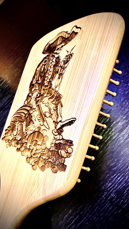 Hairbrush - Pirates of the Caribbean engraved on large bamboo paddle brush with Bamboo Bristles